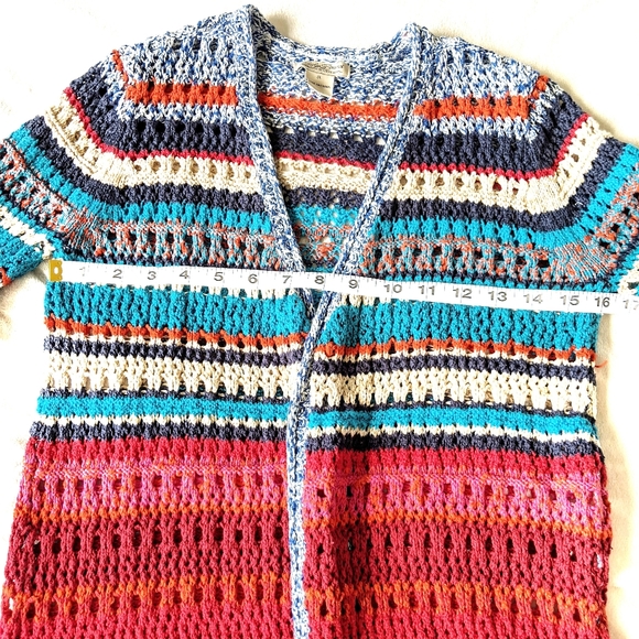 LUCKY BRAND Crochet Knit Long Cardigan Multicolor - Picture 10 of 10